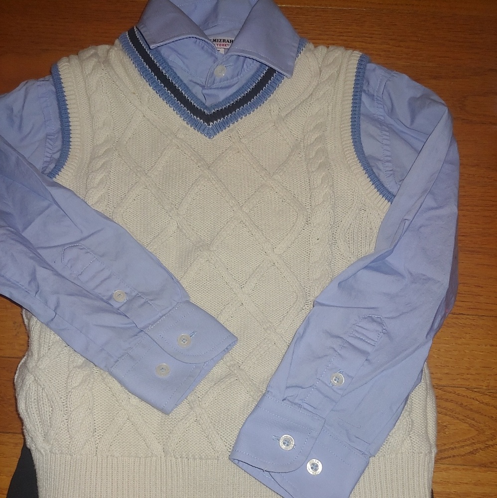 Isaac Mizrahi boys dress set pants shirt 4 5